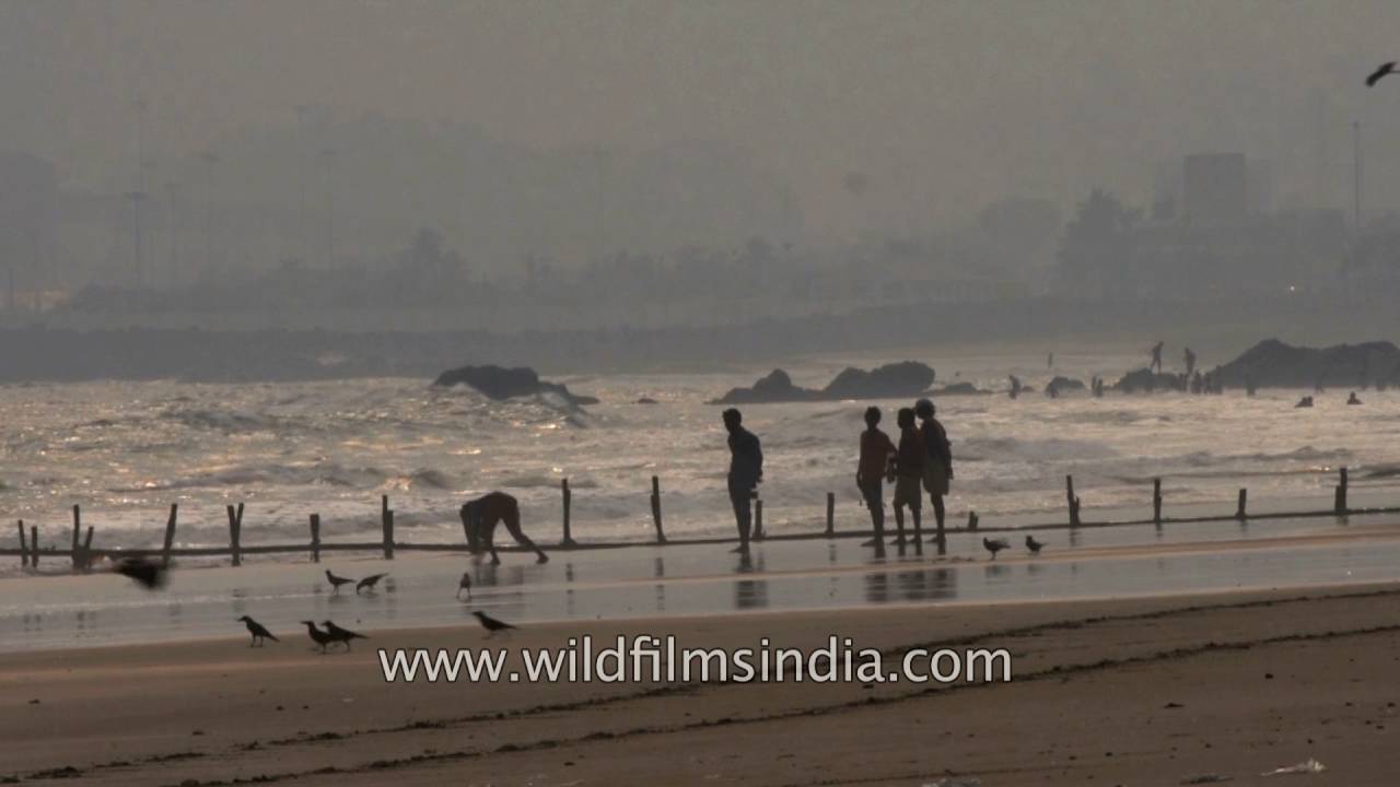 People frolic at Waltair Beach in Visakhapatnam