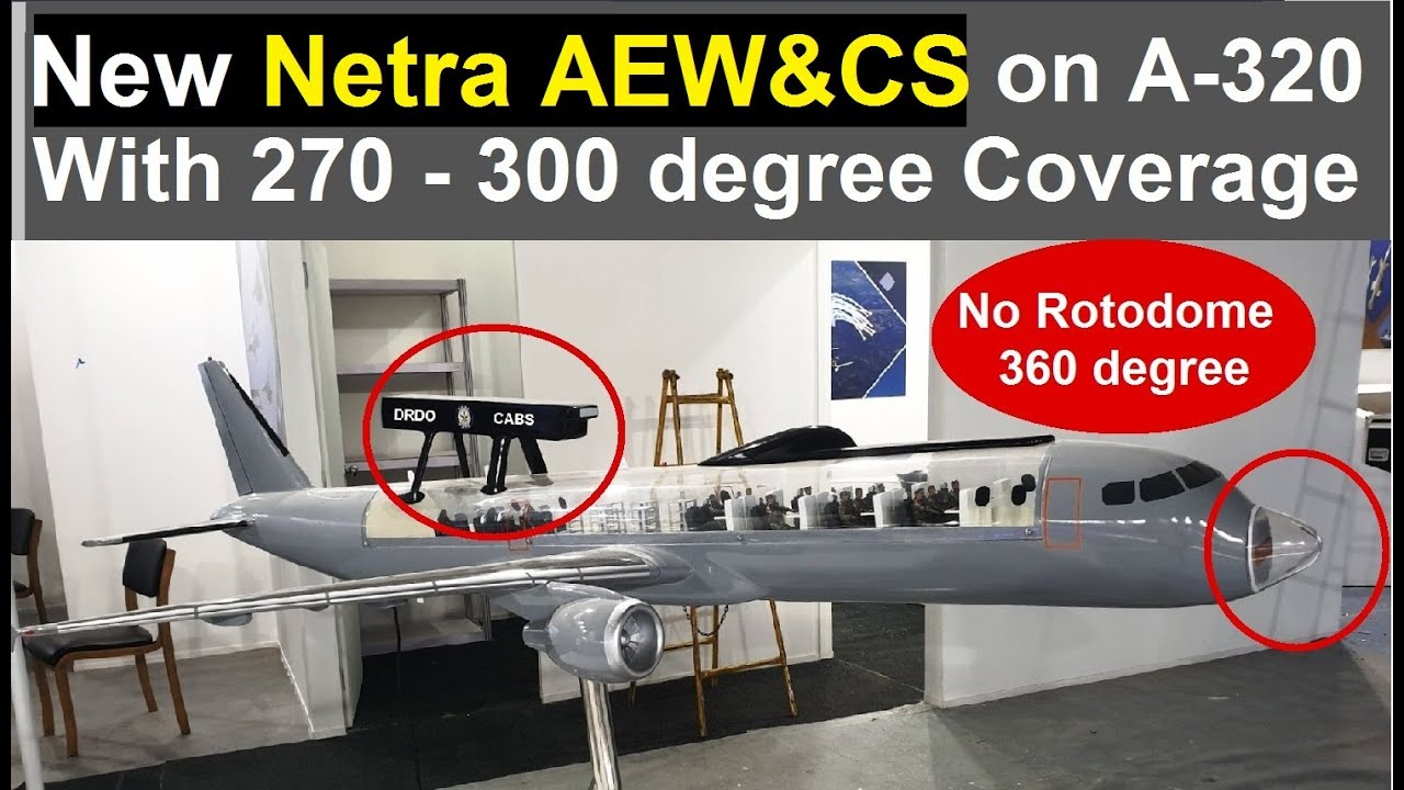 New Netra AEW&CS on A-320 with 270 - 300 degree coverage l  No Rotodome 360 degree Awacs