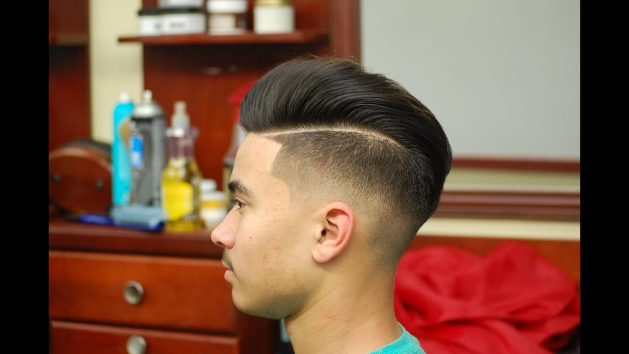 How to do a Fade with a Hard Part and Pompadour