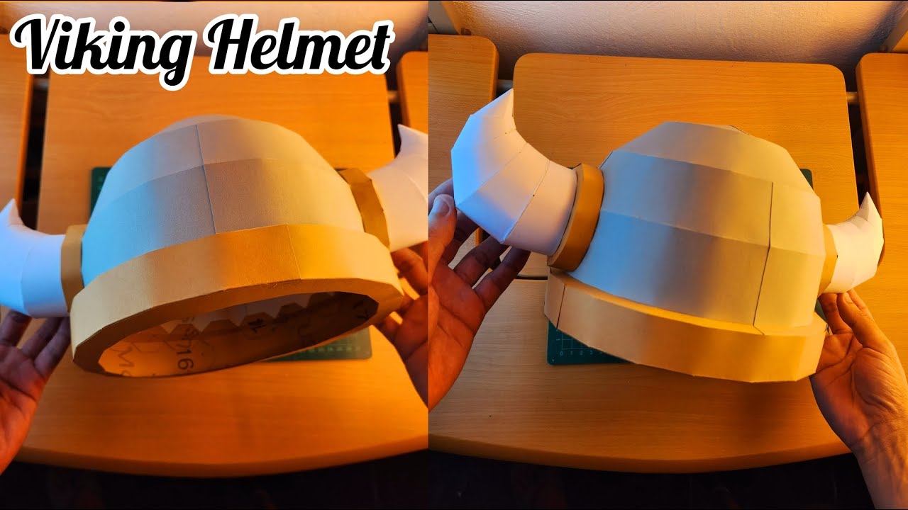 How to make a VIKING HELMET out of Paper (for Kids or Adults) - DIY Viking costume