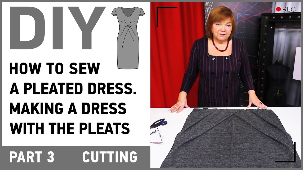 DIY: How to sew a pleated dress. Making a dress with the pleats. Cutting.