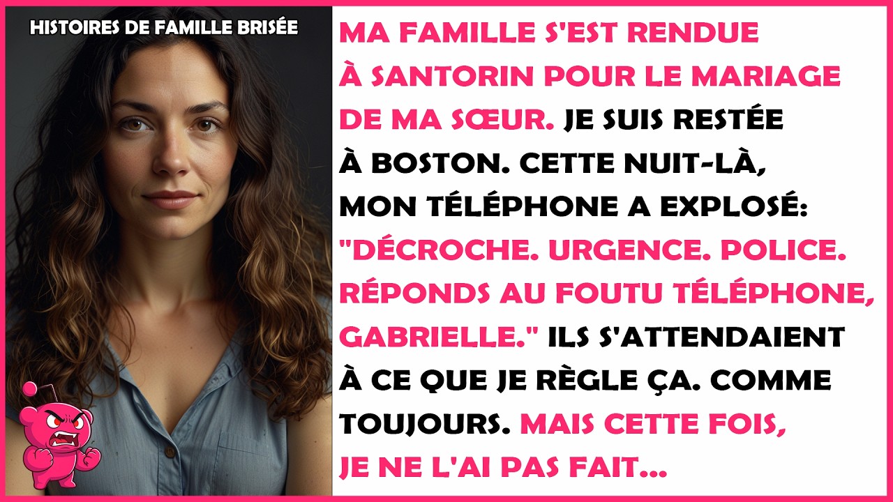 Mes parents s'attendaient à ce que je les sauve après le mariage de ma sœur à Santorin jusqu'à ce...