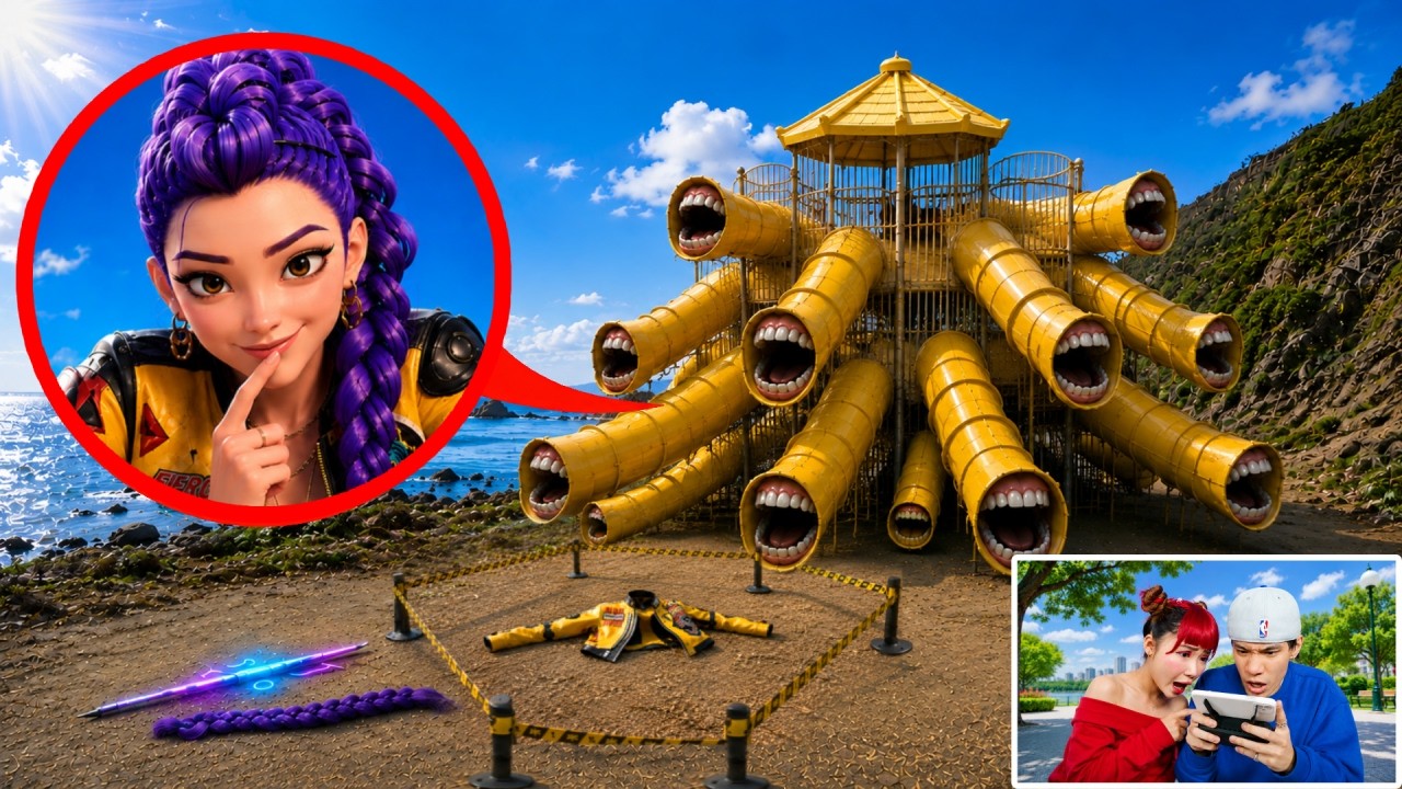 My Drone Filmed Rumi Found by 100 GIANT SLIDE Monsters IN REAL LIFE at 3AM!!