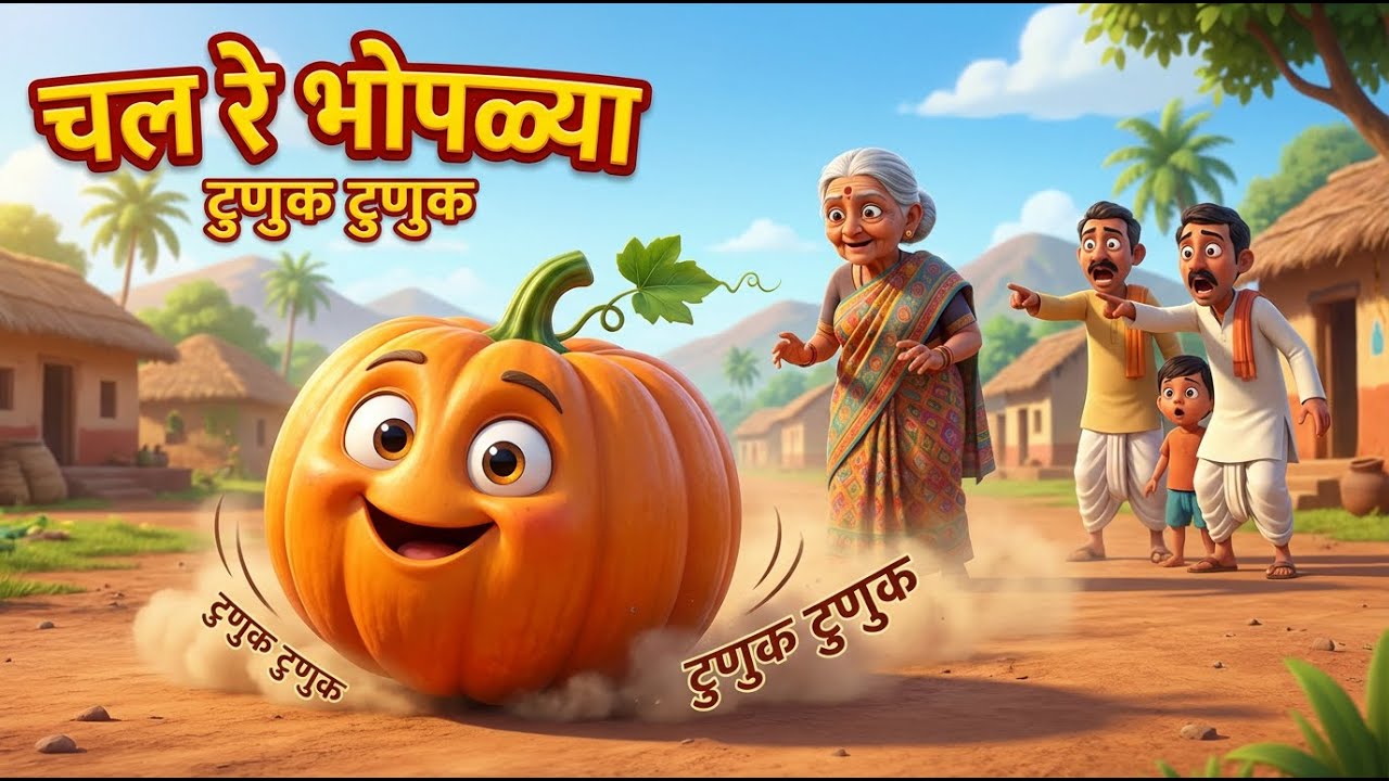 चल रे भोपळ्या टुनुक टुनुक | Chal Re Bhoplya Tunuk Tunuk | Marathi Balgeet | मराठी बालगीत Rhyme