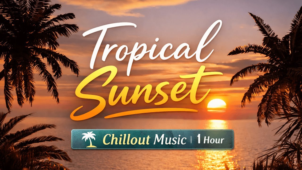 Tropical Sunset Ambience in 4K | Ocean View + Chillout Music (1 Hour)