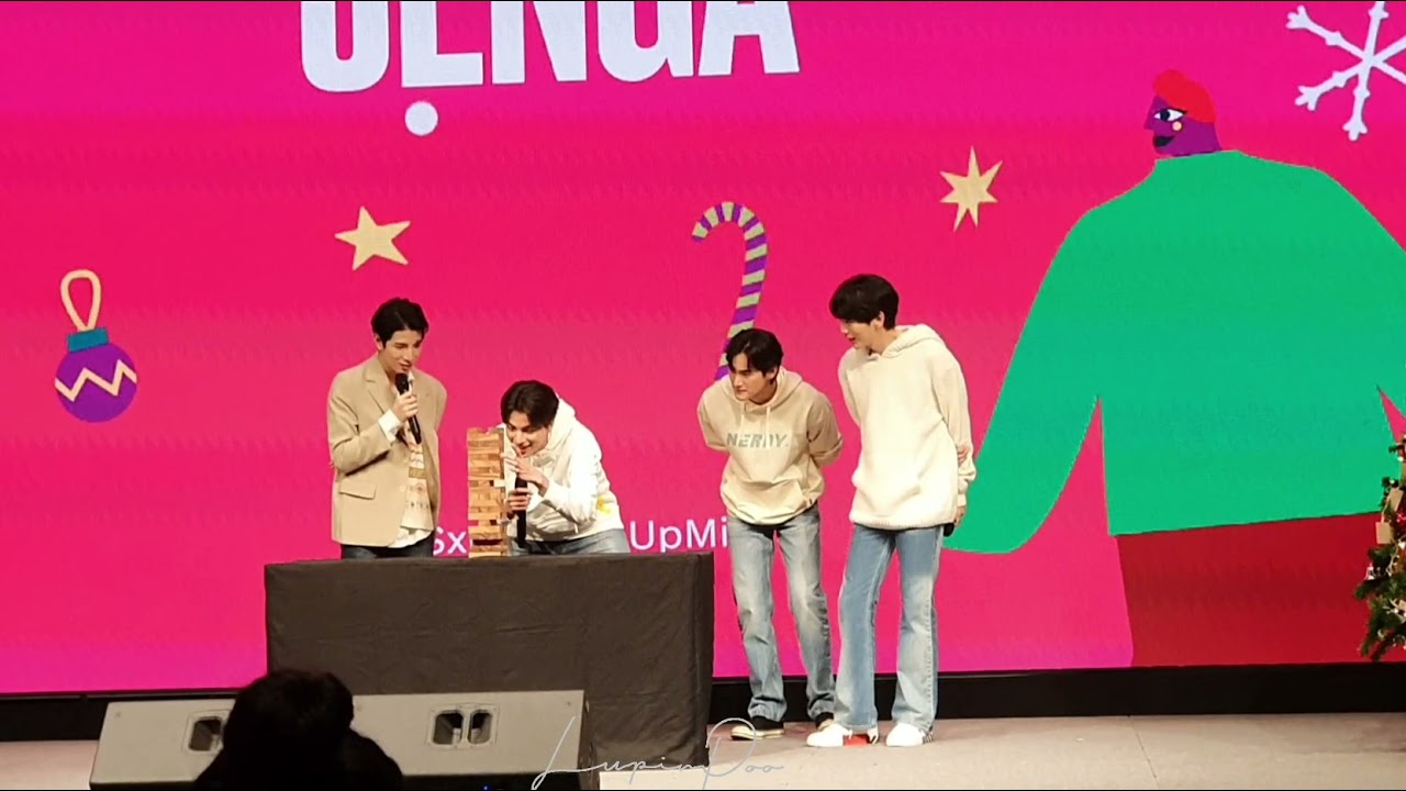 64-11-26 กลัฟ ตี๋มาย เก้า อัพ เล่นเกม JENGA งานTheBodyShopXmasParty  #TBSxGulfKaoUpMild