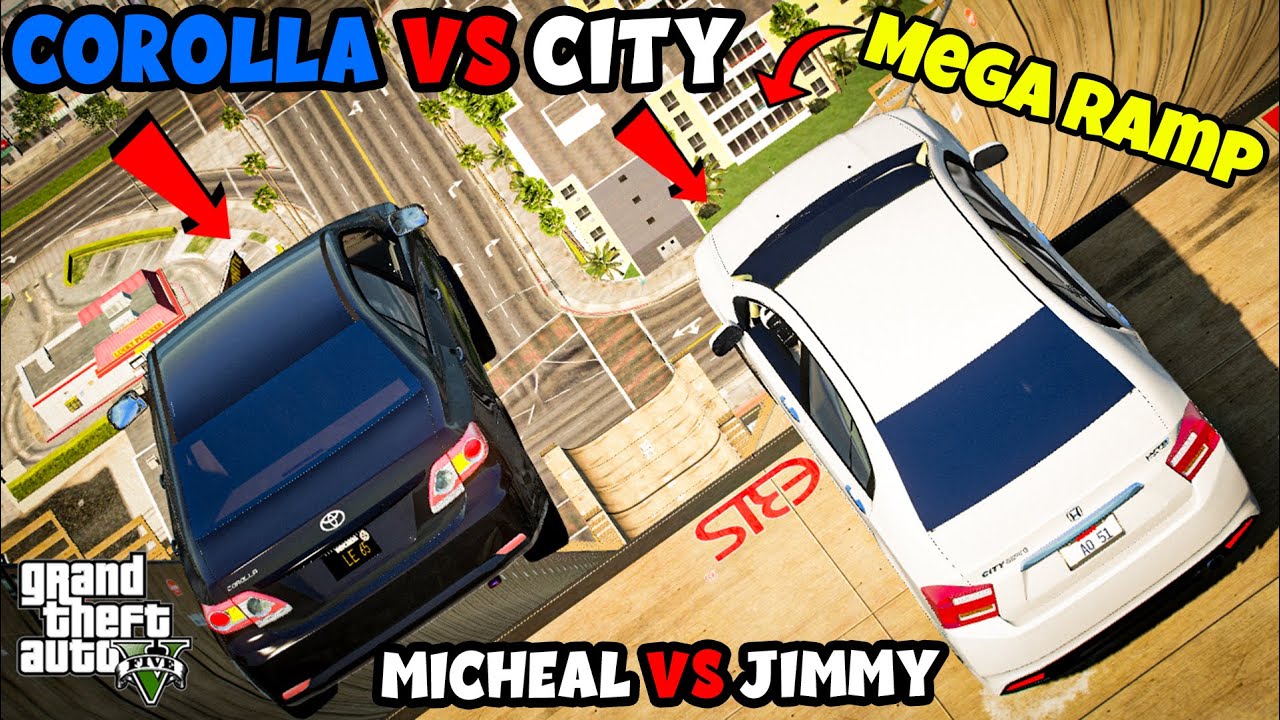 Micheal Vs Jimmy | Corolla Vs City | MEGA RAMP | GTA 5 Pakistan | Real Life Mods Urdu | MZB GAMER