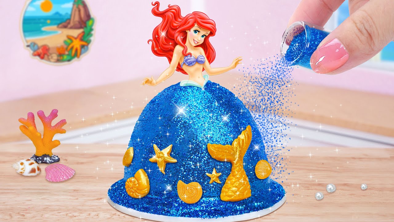 Ocean Mermaid Pull me up Cake 💙 Best Miniature Beautiful Disney Princess Cake ✨ Mini Cakes Idea
