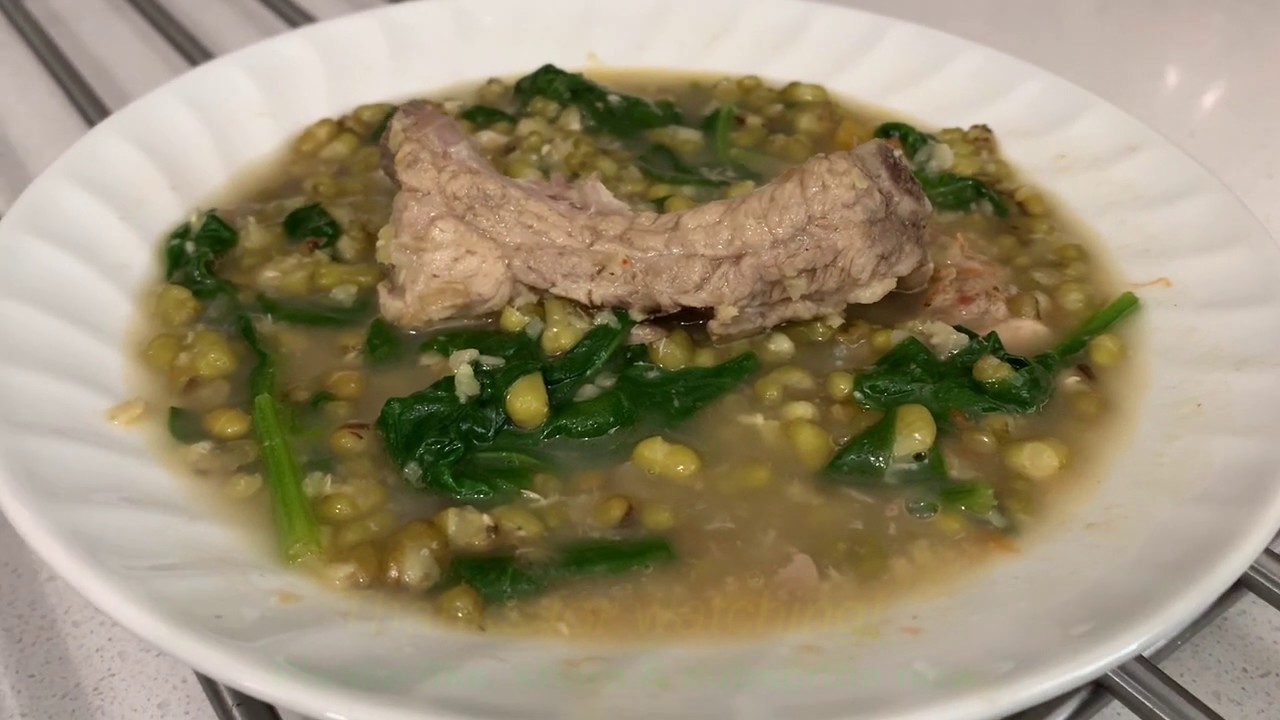 Ginisang Monggo with Pork Spare Ribs and Spinach