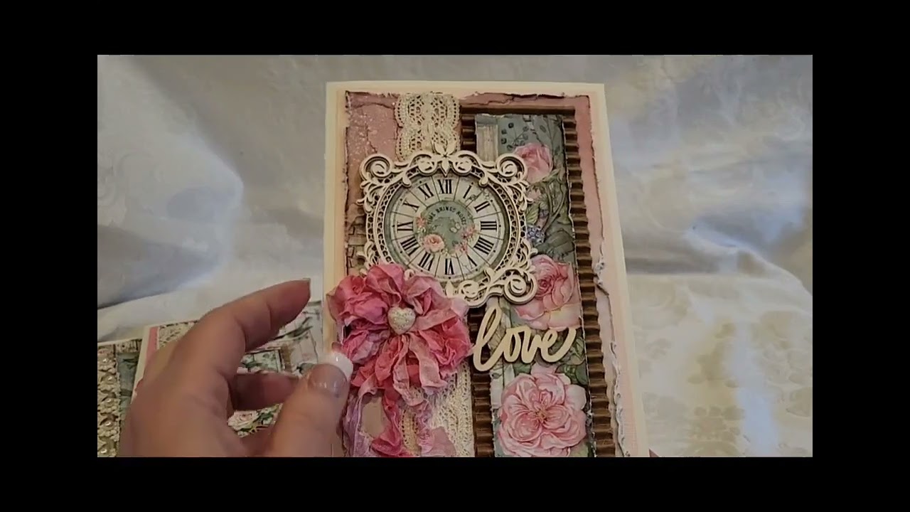 Shabby Chic Layered Stamperia Hose of Roses Single Fold Cards 2
