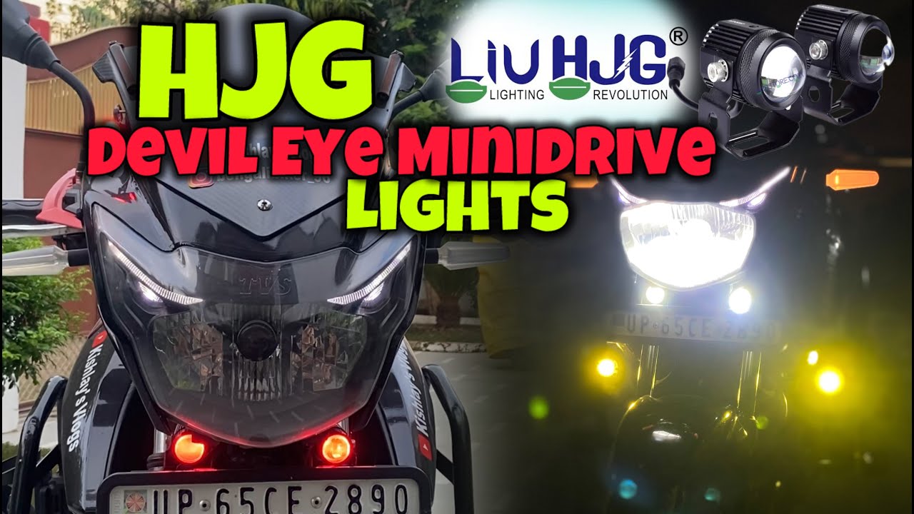 HJG Mini Drive V3 Devil with Red DRL | All in one Spot Light for Bike and Car #automobile #youtube