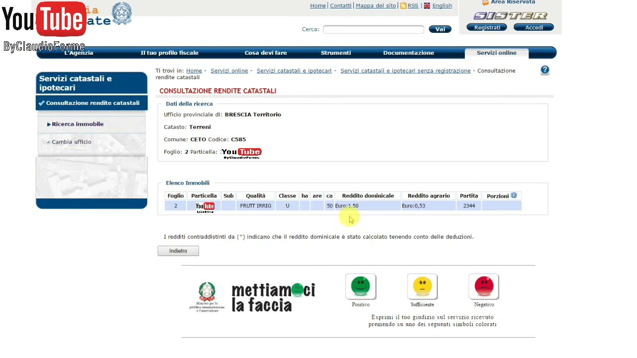 VISURE GRATIS CONSULTAZIONE RENDITE CATASTALI