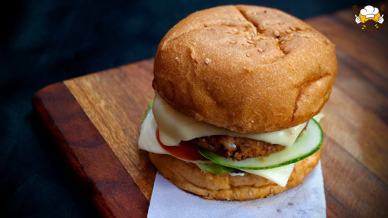 Burger with Rajma Tikki - Healthy Veg Burger Recipe!! Big Foodie Recipes