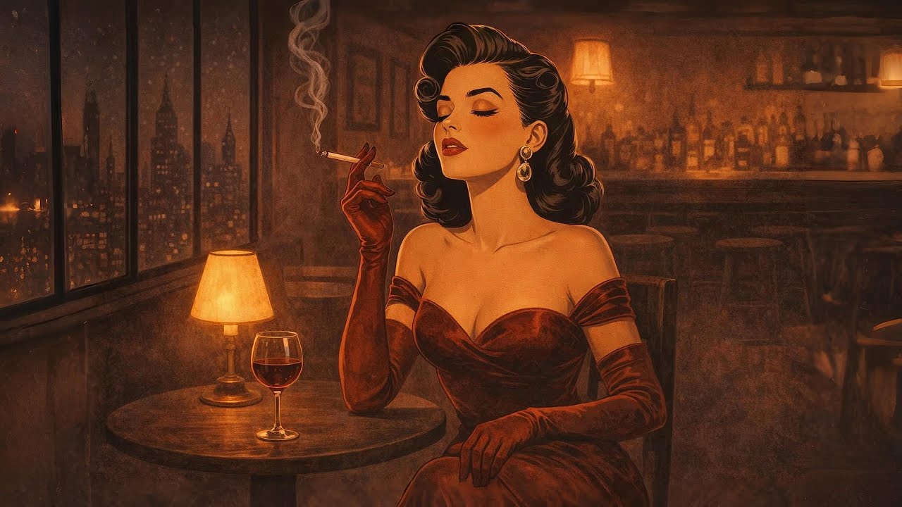 🎷  1950’s Vintage Jazz ☕ – Rainy Night Relaxing & Study 🌧️