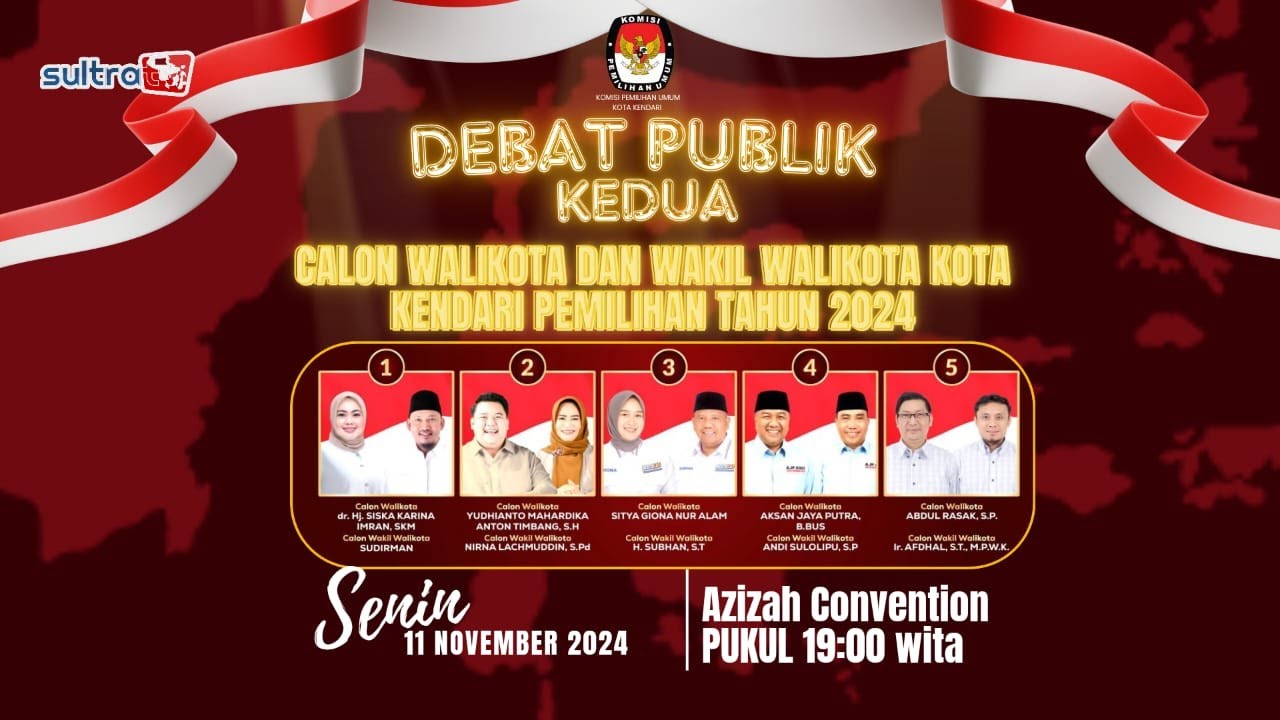🔴LIVE | KPU KOTA KENDARI GELAR DEBAT KEDUA PASLON WALIKOTA & WAKIL WALIKOTA KENDARI TAHUN 2024