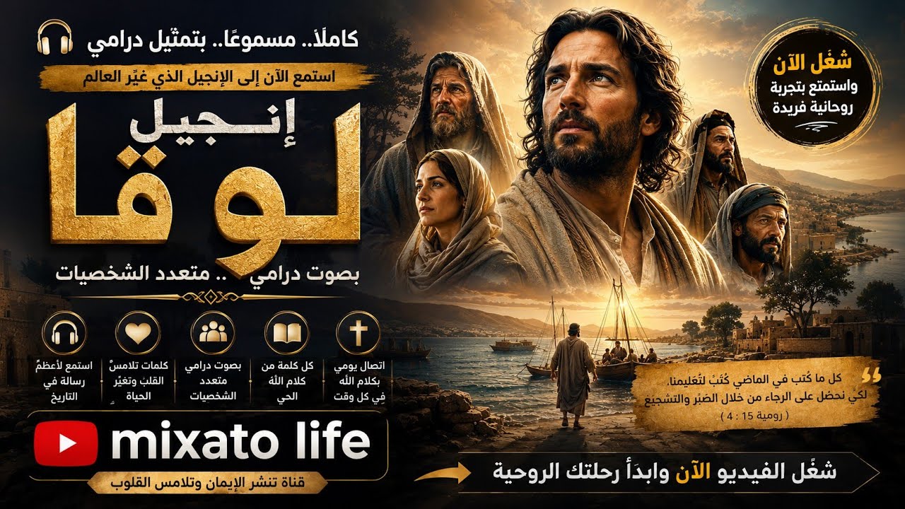 انجيل لوقا كامل 📖 دراما صوتيه ♥️ صوت روعه مع موسيقي 🎶 الكتاب المقدس المسموع