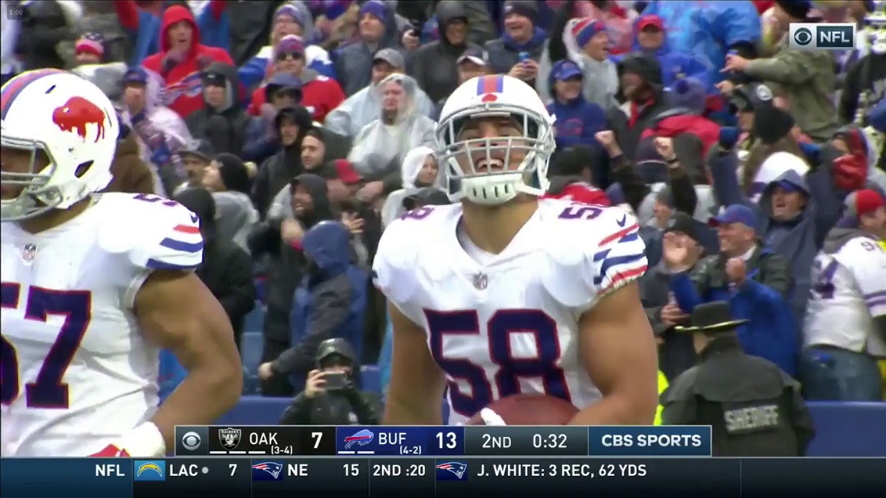 Matt Milano FIRST NFL TD - Bills vs. Raiders, 10/29/17