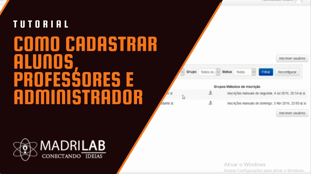Como cadastrar alunos, professores e administrador no software moodle