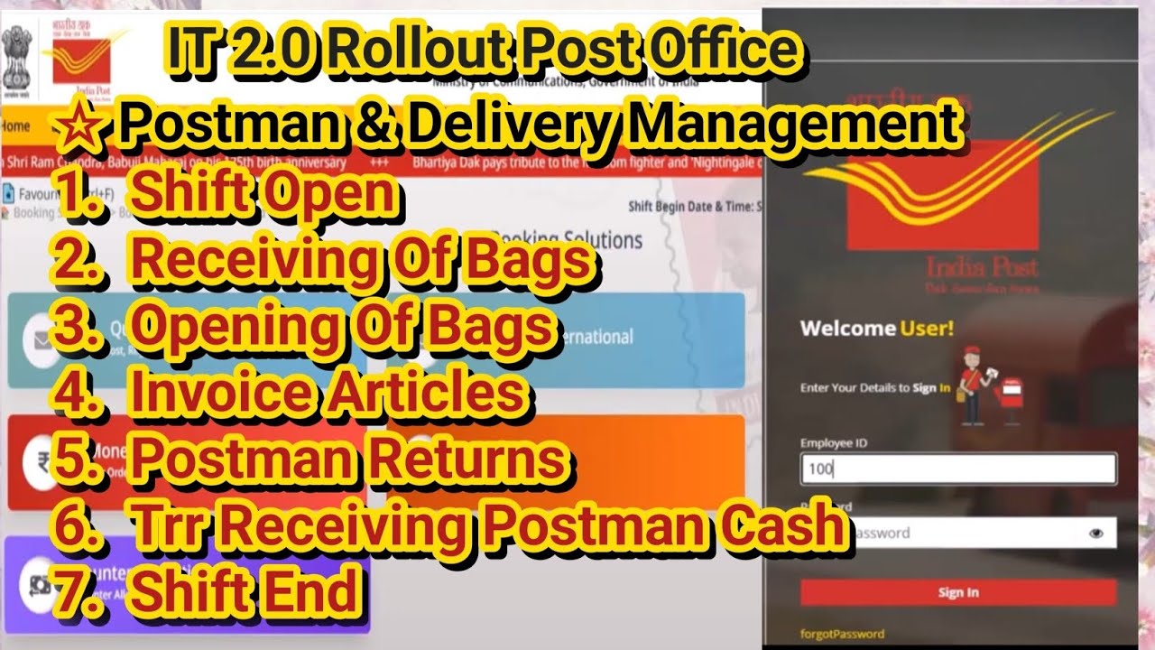 It 2.0 Rollout | Postman & Delivery Management #Shift_Open #BagOpen #BagRecieved #InvoiceArticle