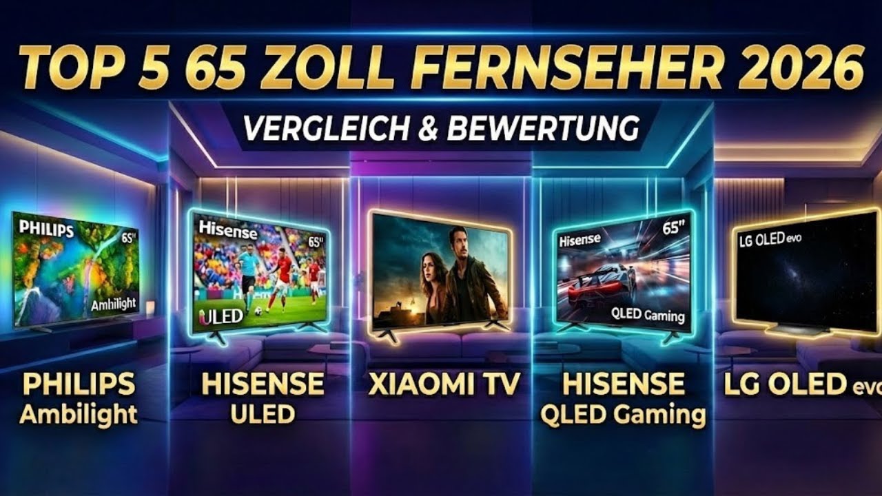Die besten 65 Zoll Fernseher 2026 🏆 Top 5 Test & Vergleich (Unter 700€ bis High-End OLED)