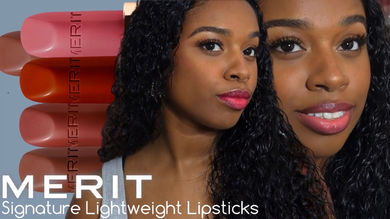 MERIT Signature Lightweight Lipstick Try-On Swatches