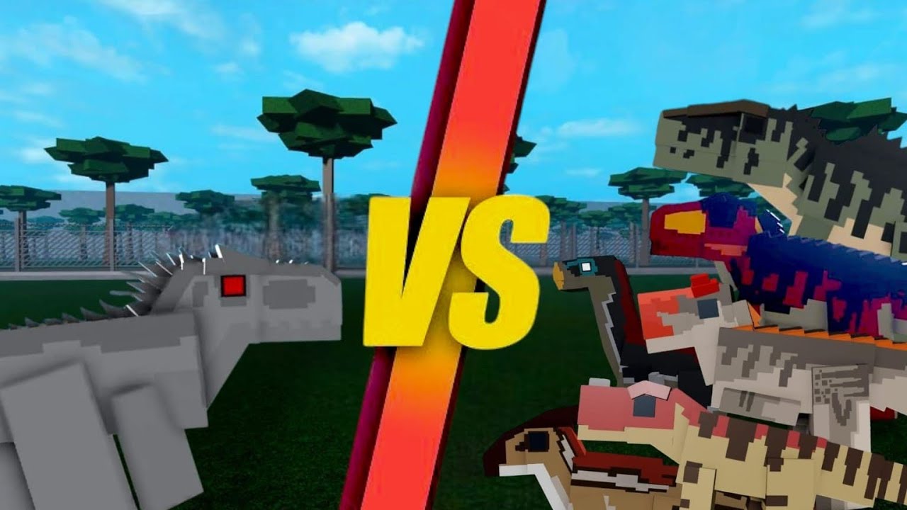 INDOMINUS REX Versus TODOS OS DINOSSAUROS!! Jurassic Pixel roblox.