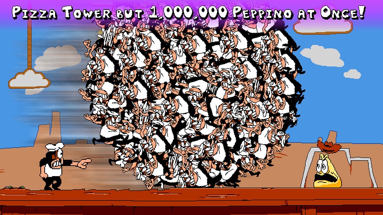 Pizza Tower but 1,000,000 Peppinos at Once