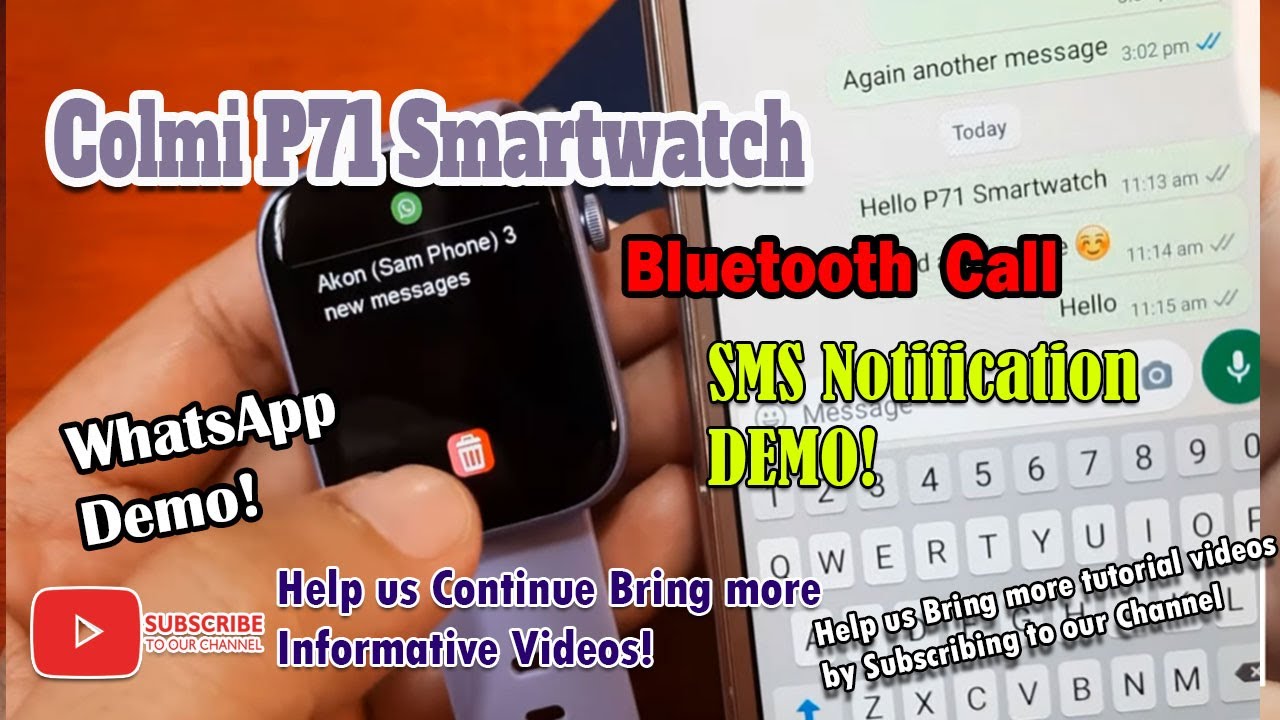 Colmi P71 Smartwatch -Bluetooth Call Function, SMS Message, App Message Notification Demo