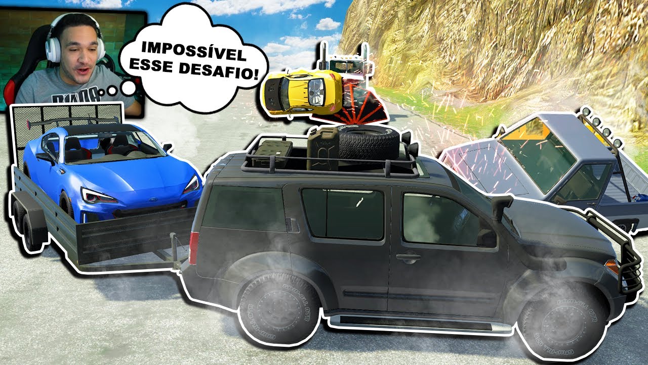 MEGA LADEIRA mas o CARRO NÃO PODE CAIR do REBOQUE! BeamNG.drive Multiplayer