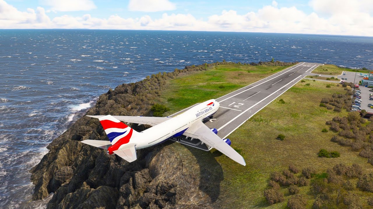 Insane! British Airways Boeing 747 Battles Strong Crosswind at Short Runway
