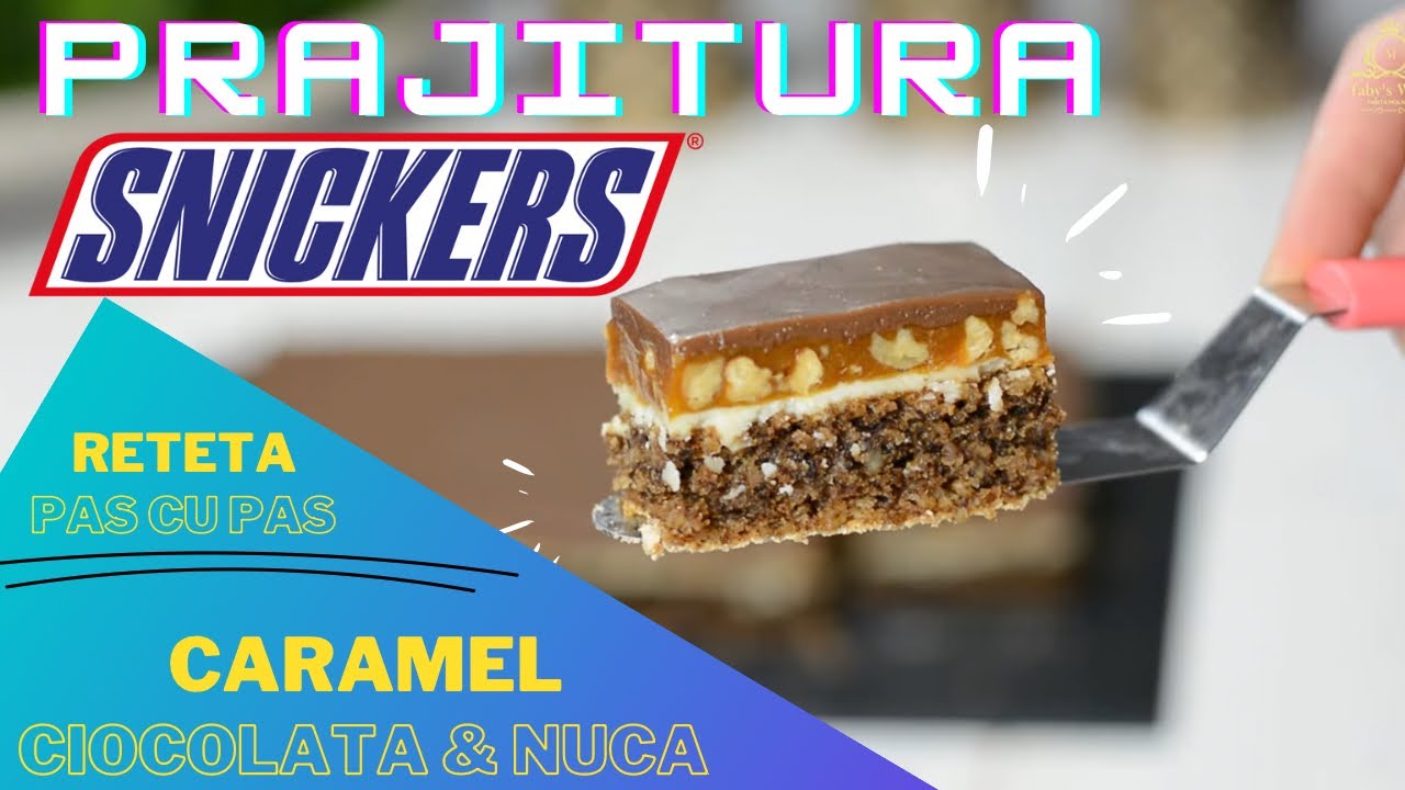 Prajitura SNICKERS - un deliciu cu caramel, nuca si ciocolata. Prăjitura pentru platou | Taby's Welt