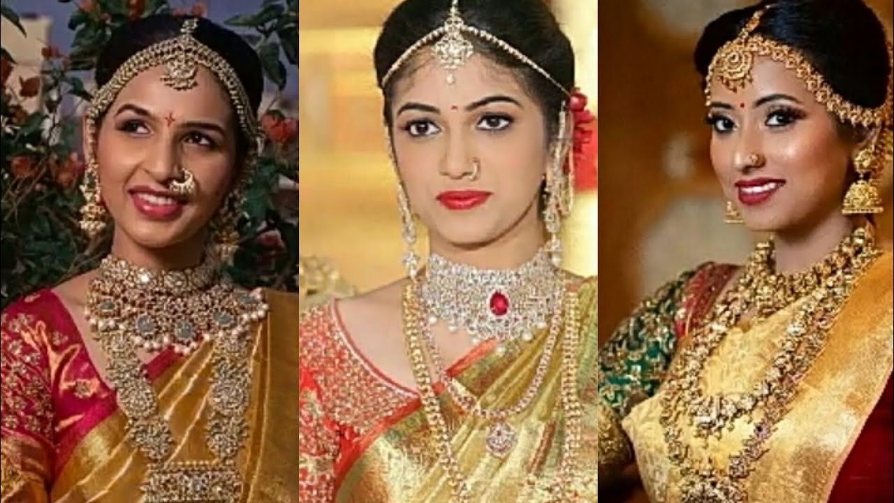Golden Bridal Saree with Contrast Blouse Collection