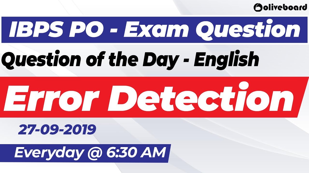 Error Detection | Error Spotting | IBPS PO | IBPS Clerk | Question of the Day