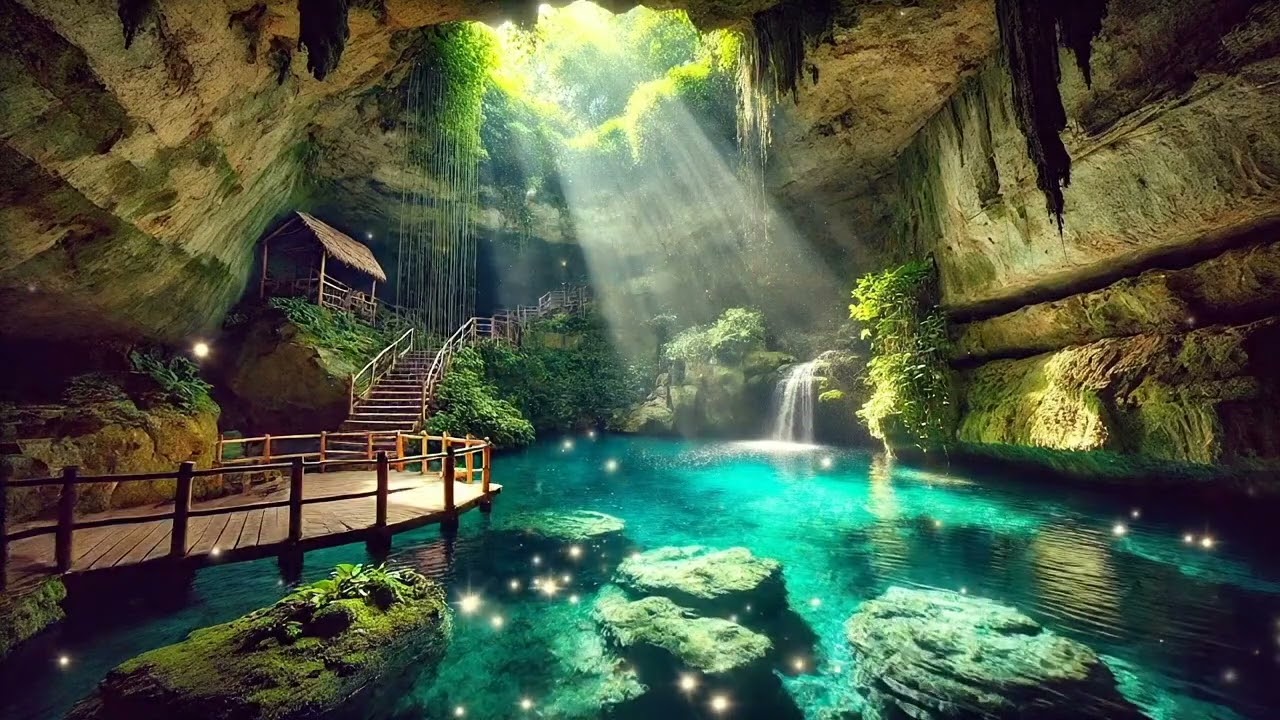 8 Hours Hidden Cave Water Ambience 🌿💧 Calm Water Sounds for Sleep, Study & Deep Relaxation