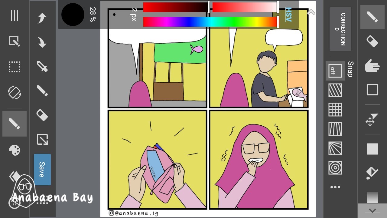 Making Comic Using MediBang Paint -- Buying Fish for Dinner