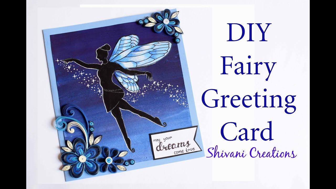 DIY Fairy Card/ 3d Quilled Flowers/ How to draw Fairy
