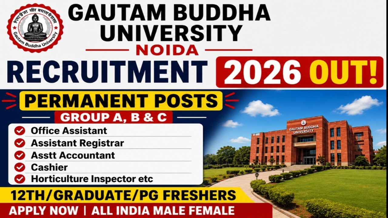 🎯GBU Noida Non-Teaching Staff Vacancy 2026 Out 📢 Permanent Govt Jobs | 12th/Grad/PG Freshers