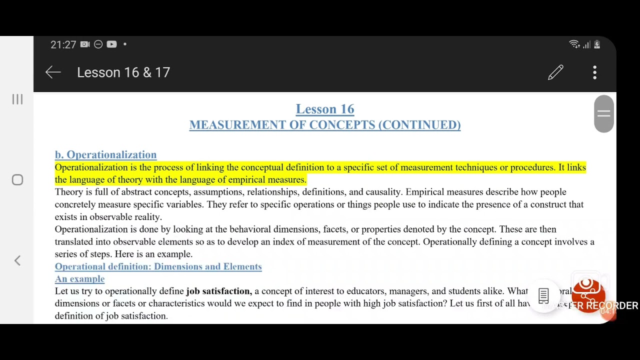 STA630 || Lecture # 16 & 17|| Measurment of Concept
