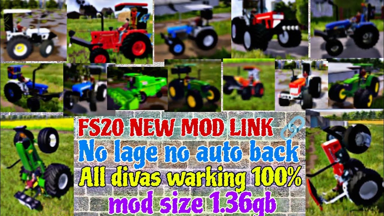 FS20 INDIAN TRACTOR MOD DOWNLOADLINK || all Indian tractor 🚜 mod all divas warking mubbuvlogsytFS23
