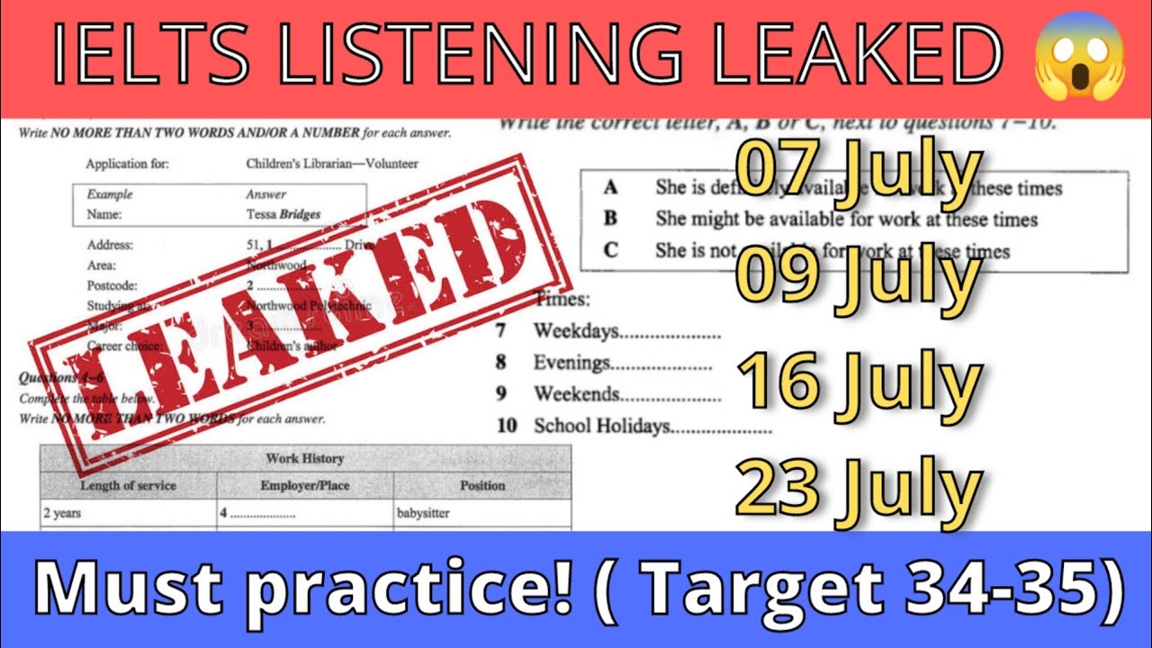 REAL Exam listening test leaked | IELTS LISTENING 2022