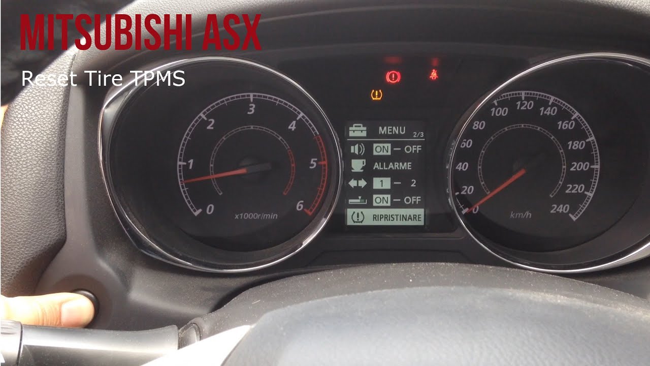 Mitsubishi ASX Reset Tire Pressure Pneumatici TPMS