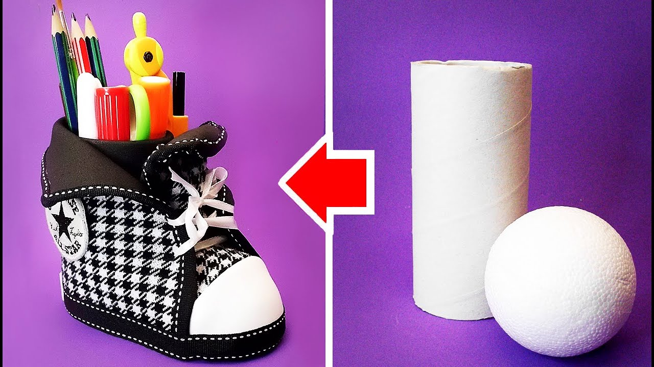 VERY EASY CRAFTS IDEAS with Paper Roll! DIY Craft CONVERSE Pencil Case Tutorial
