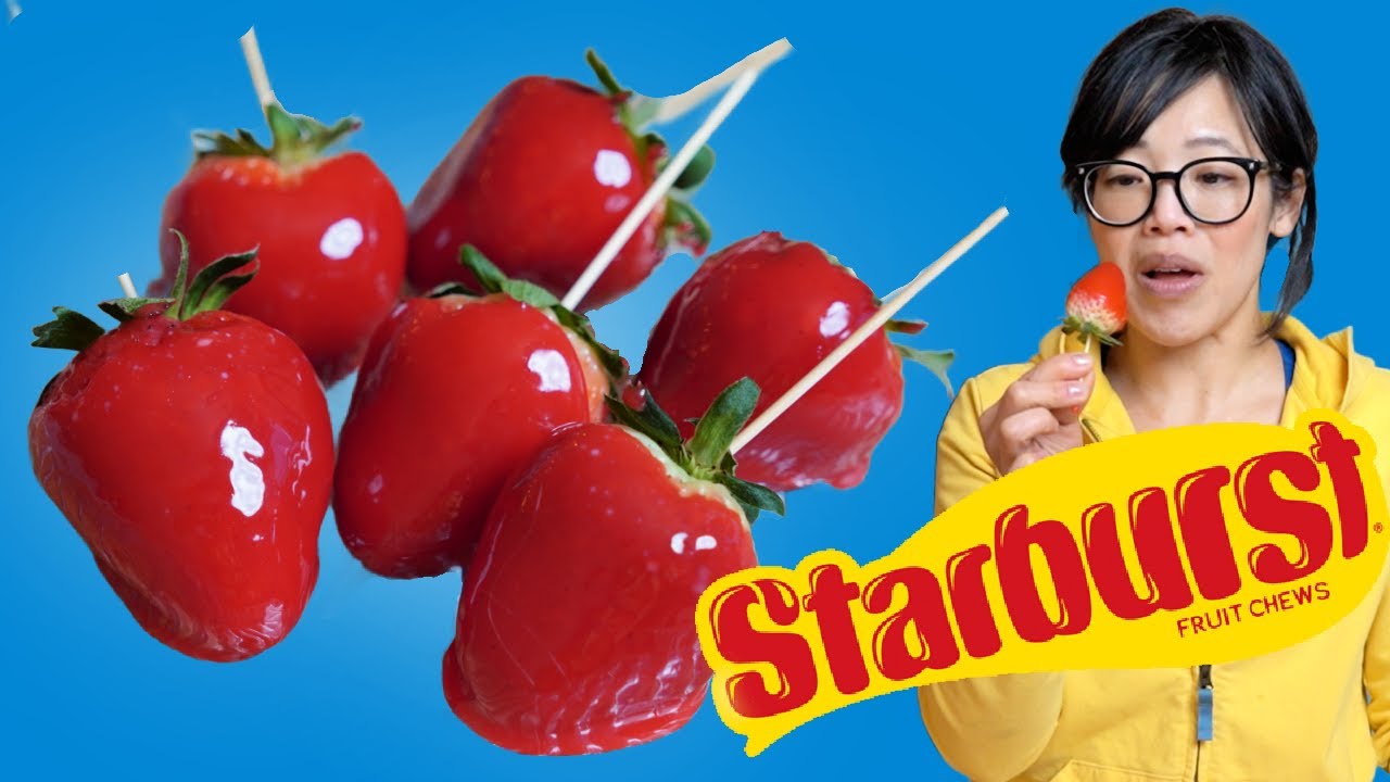 EASIEST Starburst Tanghulu - crunchy sugar-glazed fruit skewers