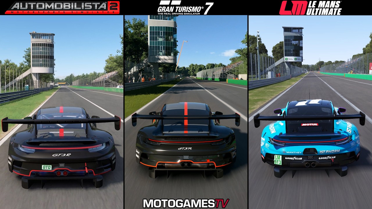 Automobilista 2 vs Gran Turismo 7 vs Le Mans Ultimate - Porsche 911 GT3 R (992) at Monza