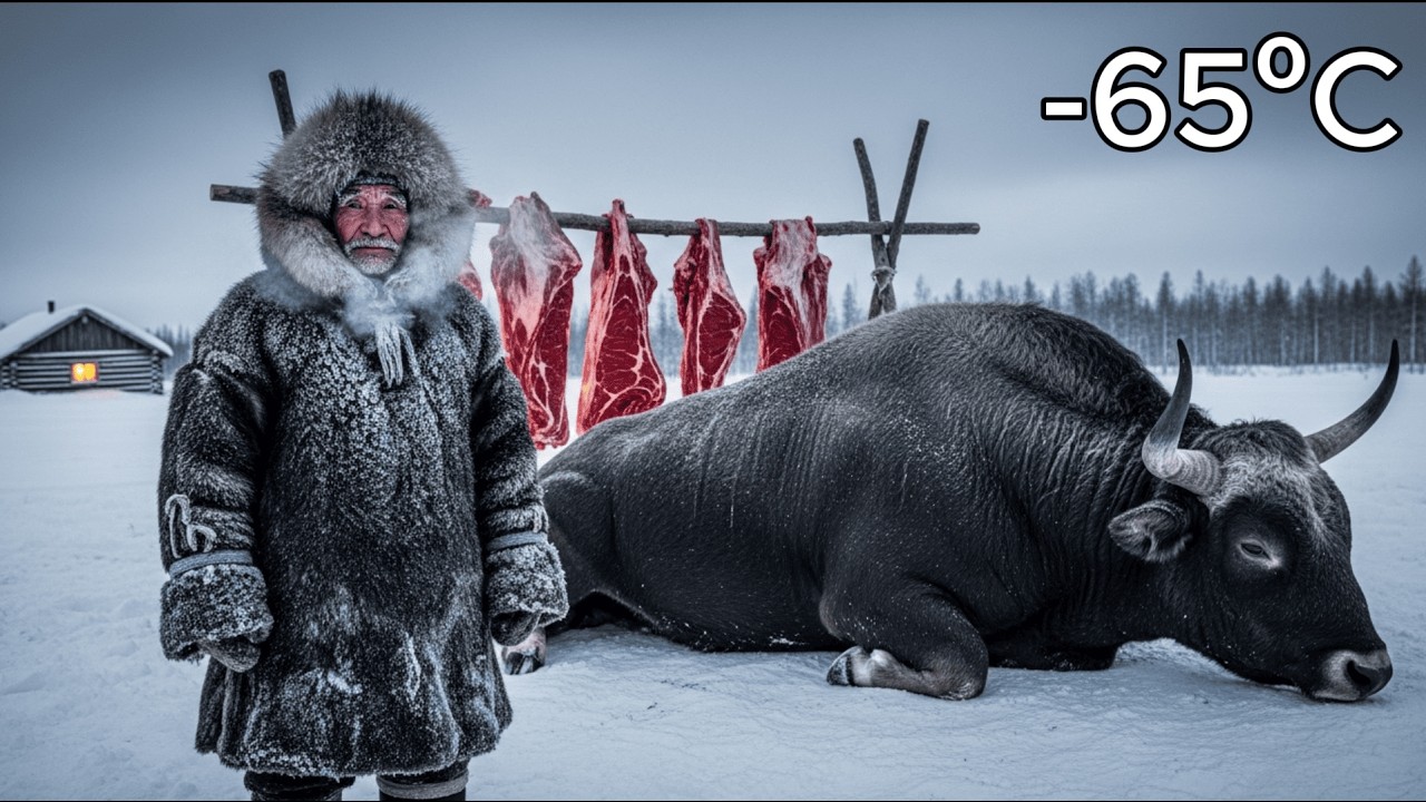 Familia Siberiana Sacrifica un Toro de 800kg en el Permafrost a −65°C | Sobrevivir el Invierno
