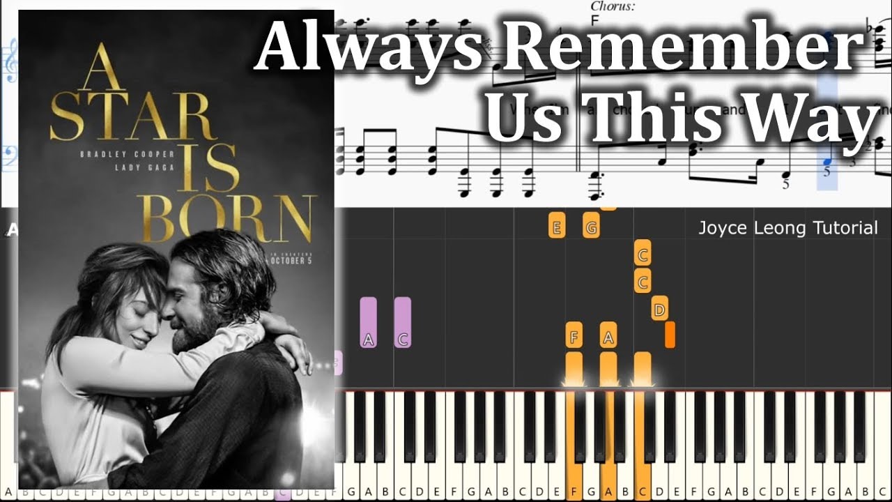 Lady Gaga - Always Remember Us This Way - Piano Tutorial & Sheets