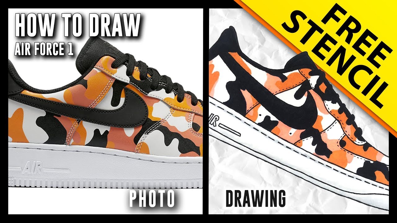 HOW TO DRAW: Nike Air Force 1 Low w/ FREE Stencil