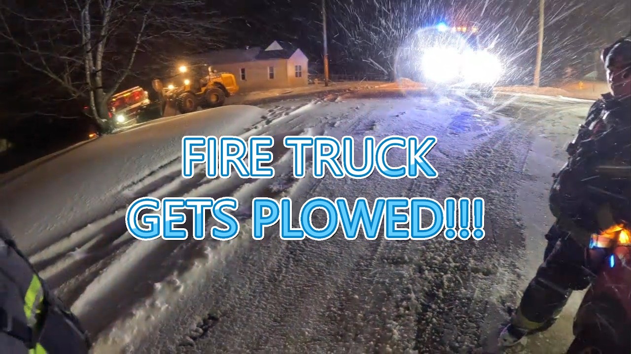 SNOW PLOW VS FIRE TRUCK! FIRE TRUCK GETS PLOWED!
