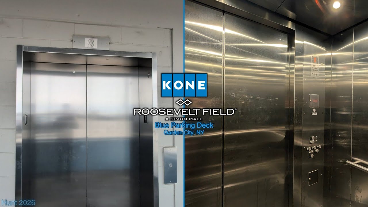NASTY KONE EcoSpace MRL Traction Elevator | Blue Parking Deck, Roosevelt Field, Garden City NY