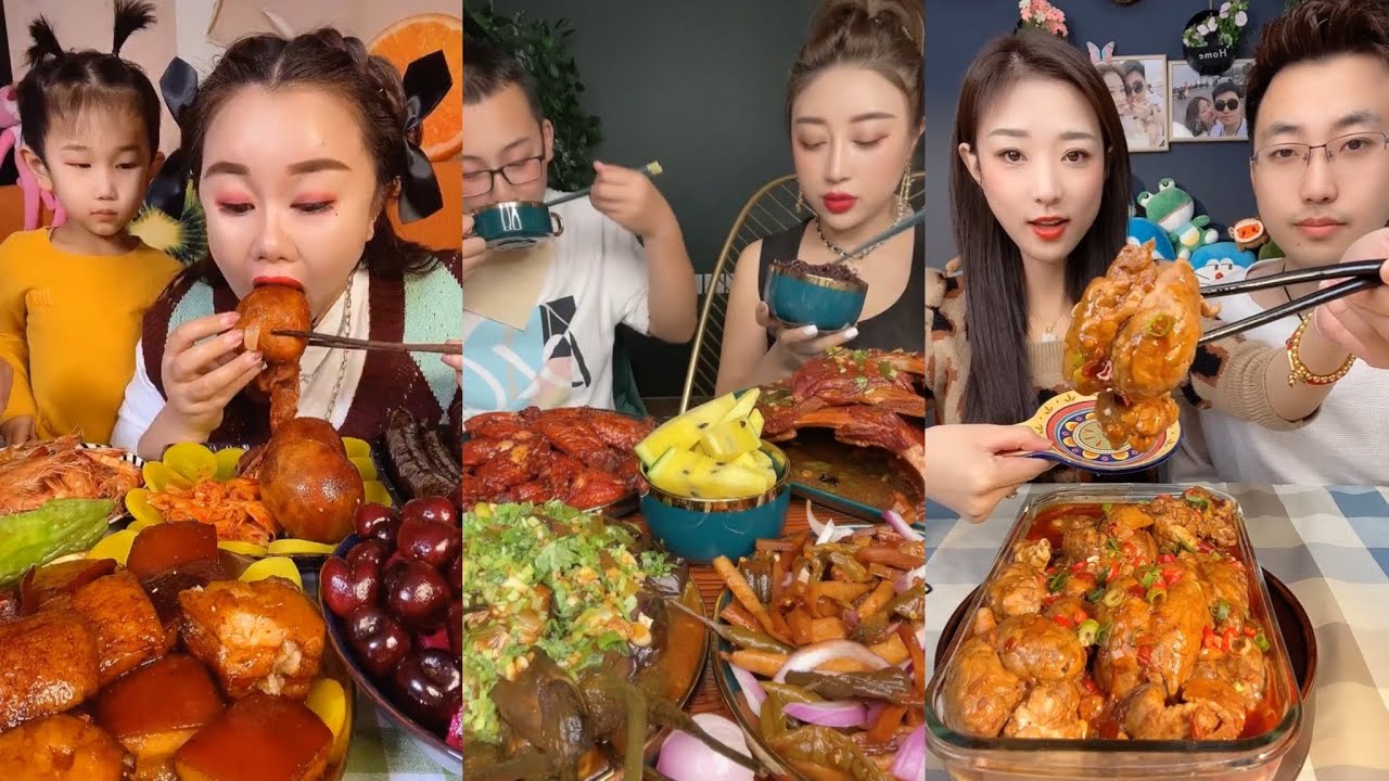 CHINESE FAMILY FOOD MUKBANG가족먹방 영상모음🍜/중국가족 먹방/돼지껍데기,닭날개,만두/Couple Eating Show/Mukbang Eating Show
